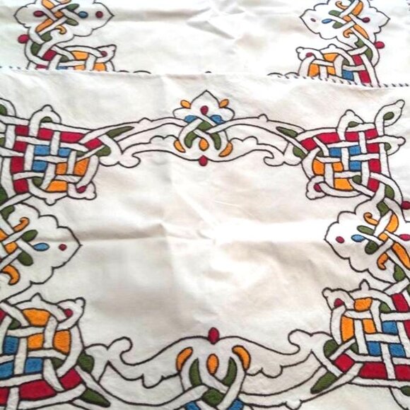 Pair (2) of Needlepoint Embroidery Celtic Knots Hand-made Pillow Case Living - Picture 2 of 8